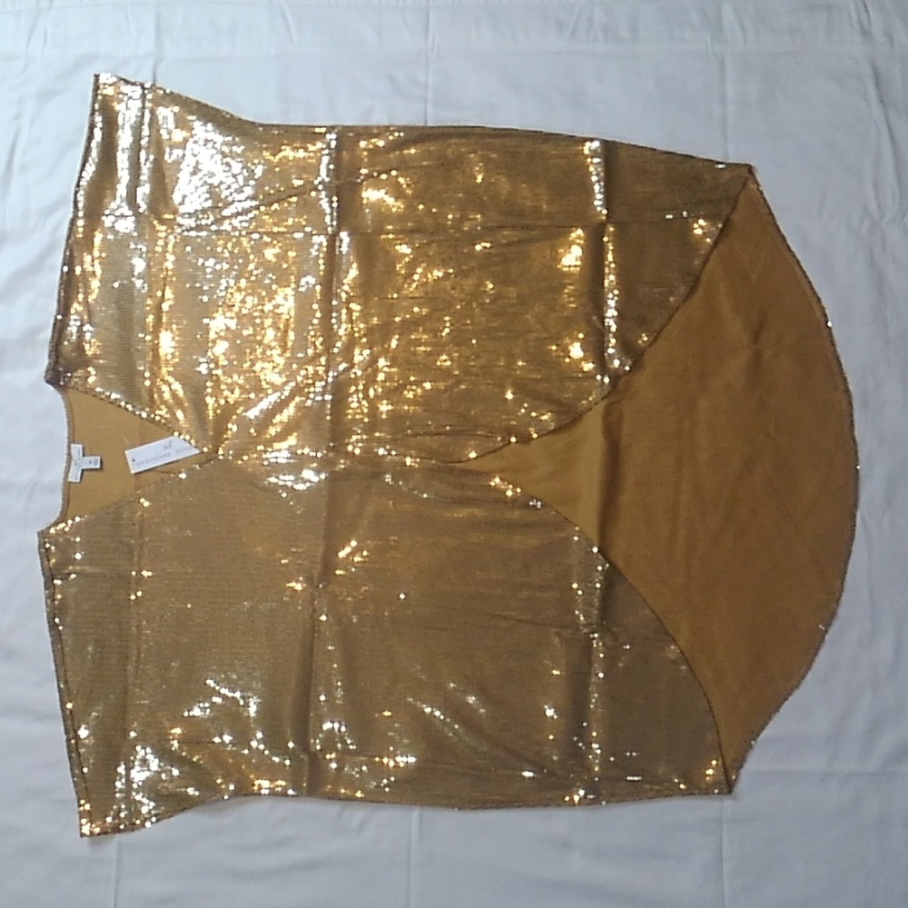 Shavonne Dorsey Gold Sequin Open Front Long Kimono Duster Cardigan NWT